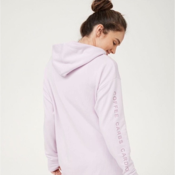 aerie Tops - NWT Offline by Aerie Light Purple “Coffee, Carbs, Cardio” Hoodie